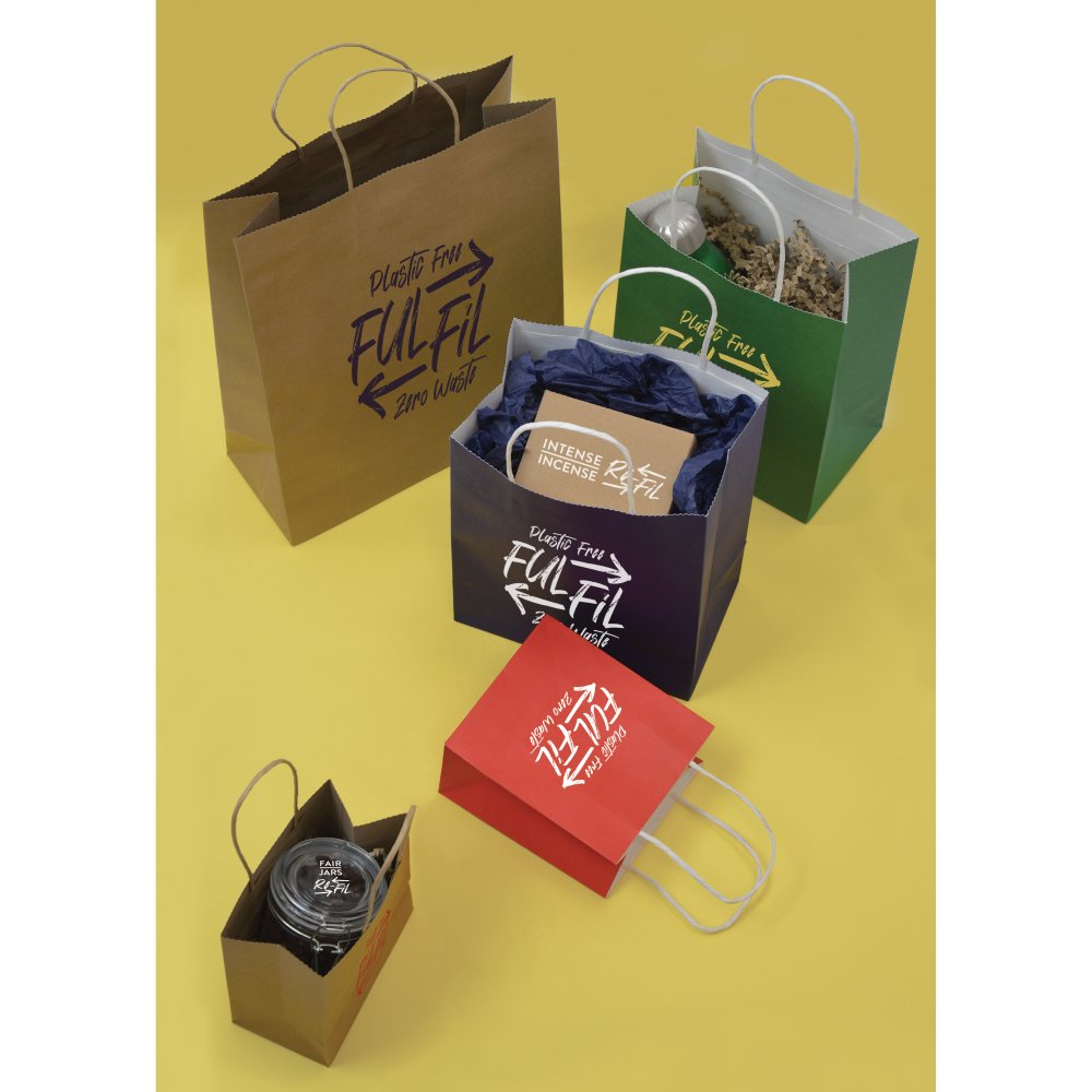 Custom paper bags printed with your logo by Total Merchandise